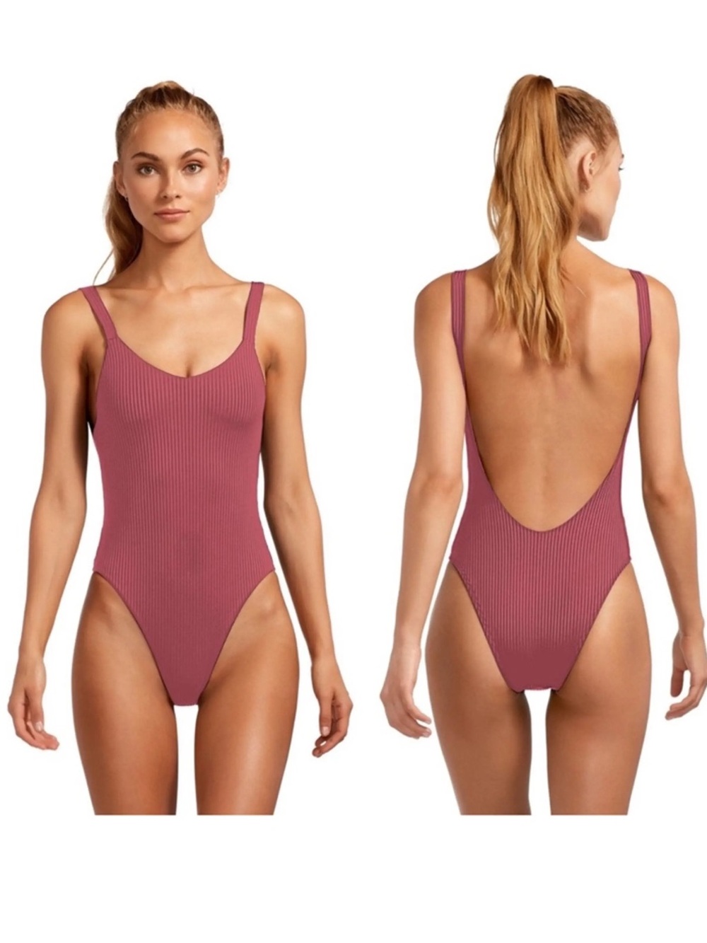 Vitamin A Nova one piece swimsuit terracota textured scoop back high leg ecorib